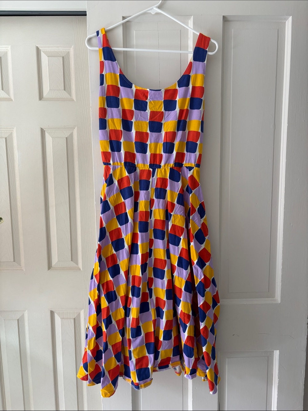 Nooworks Vacation Multicolor Geometric Midi Dress - Red, Yellow, Blue, Purple